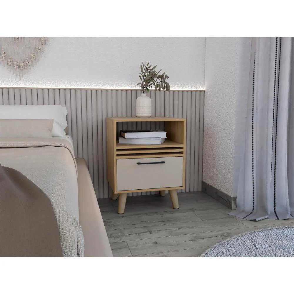 MESA DE NOCHE VANEZ, FRESNO EUROPEO Y CAPRI, CON CUATRO PATAS EN MADERA - Image 3