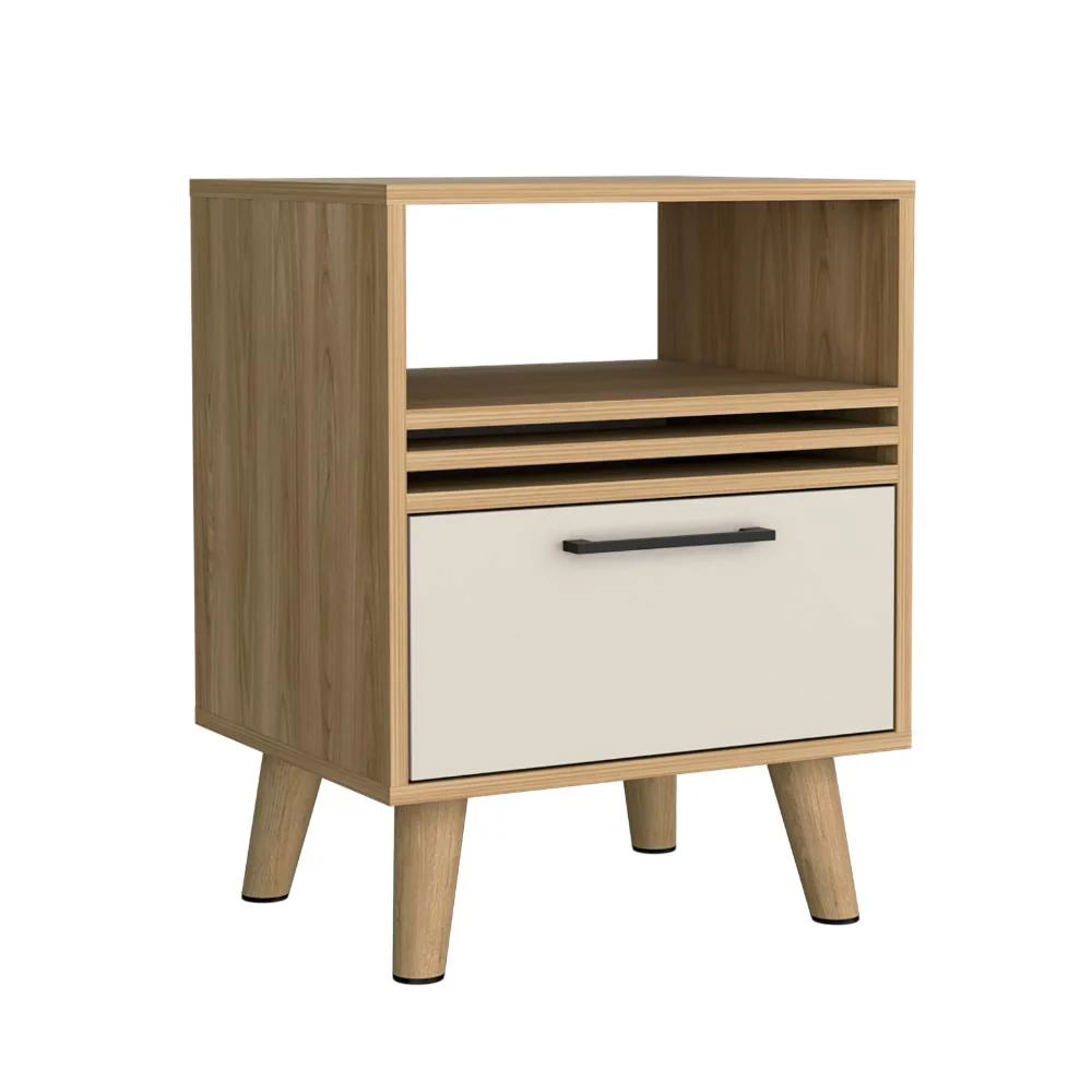 MESA DE NOCHE VANEZ, FRESNO EUROPEO Y CAPRI, CON CUATRO PATAS EN MADERA - Image 5