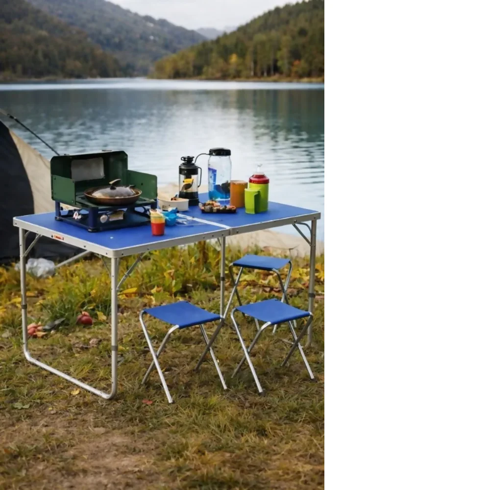 MESA PLEGABLE CAMPING PICNIC JARDIN 4 SILLAS BANCOS - Image 3