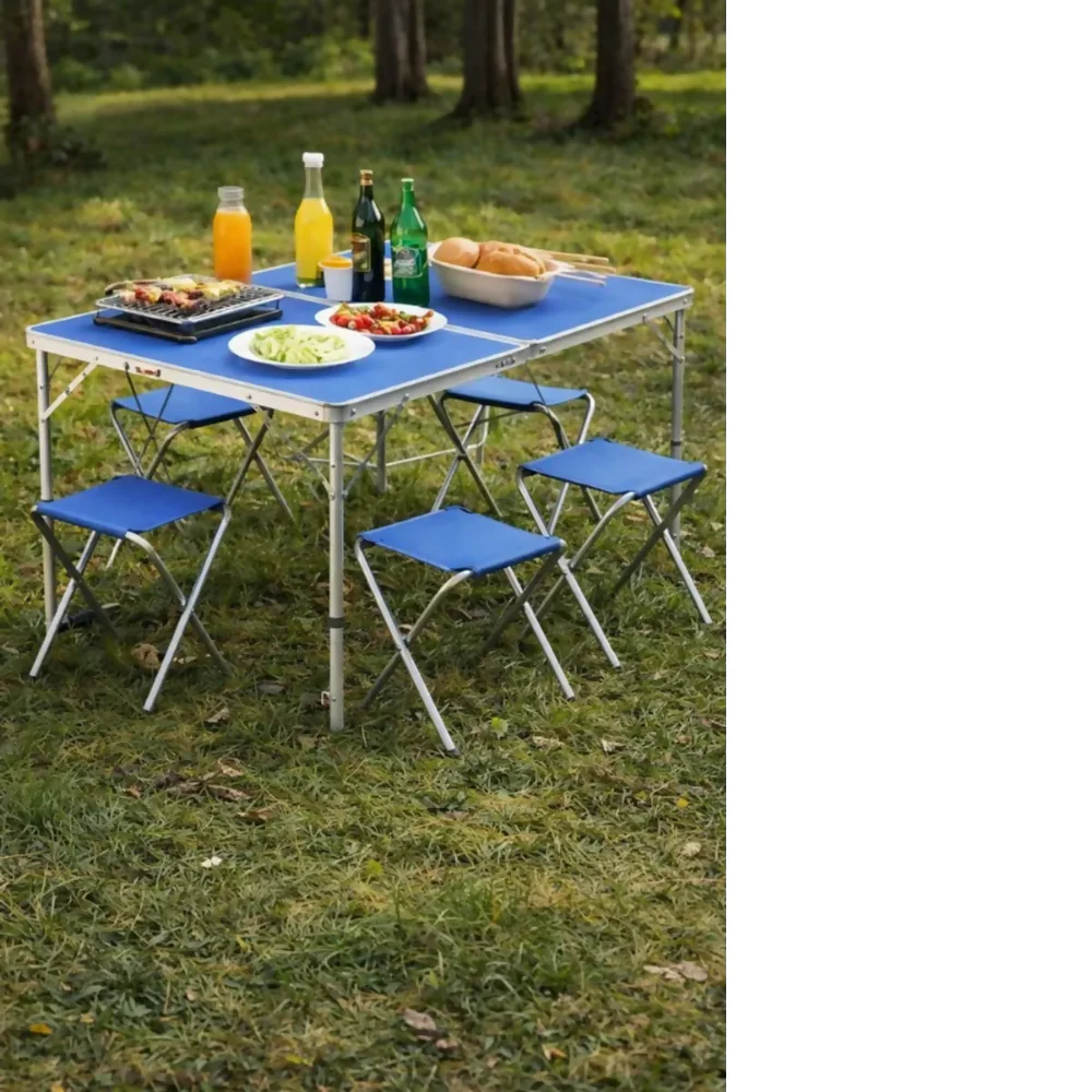 MESA PLEGABLE CAMPING PICNIC JARDIN 4 SILLAS BANCOS - Image 4