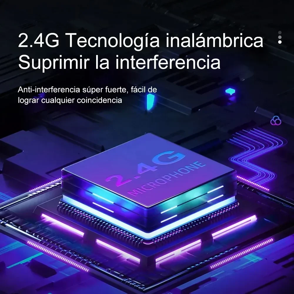 MICRÓFONO INALÁMBRICO DOBLE KARAOKE DINÁMICO PROFESIONAL RGB - Image 3