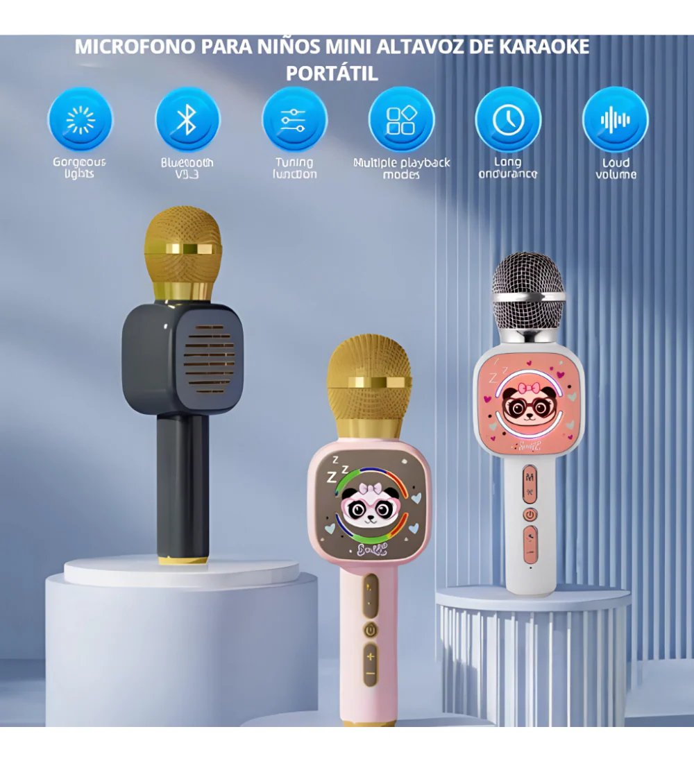 MICRÓFONO KARAOKE INALÁMBRICO NIÑOS BLUETOOTH LED PREMIUM X7 - Image 5