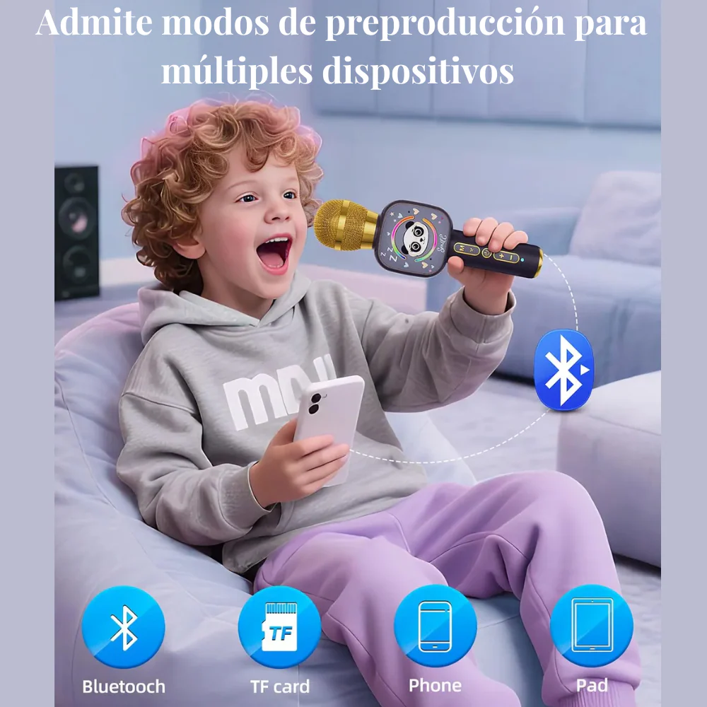 MICRÓFONO KARAOKE INALÁMBRICO NIÑOS BLUETOOTH LED PREMIUM X7 - Image 6