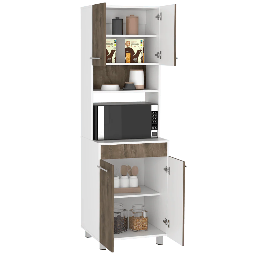 MÓDULO MICROONDAS VIXMO, NOGAL Y BLANCO DUQUEZA, CON CUATRO PUERTAS BATIENTES - Image 2
