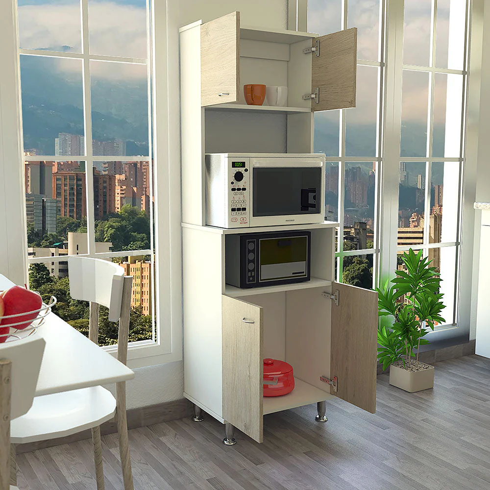 ALACENA FENIX, BLANCO DUQUEZA Y BEIGE, CON GRAN CAPACIDAD DE ALMACENAMIENTO - Image 2