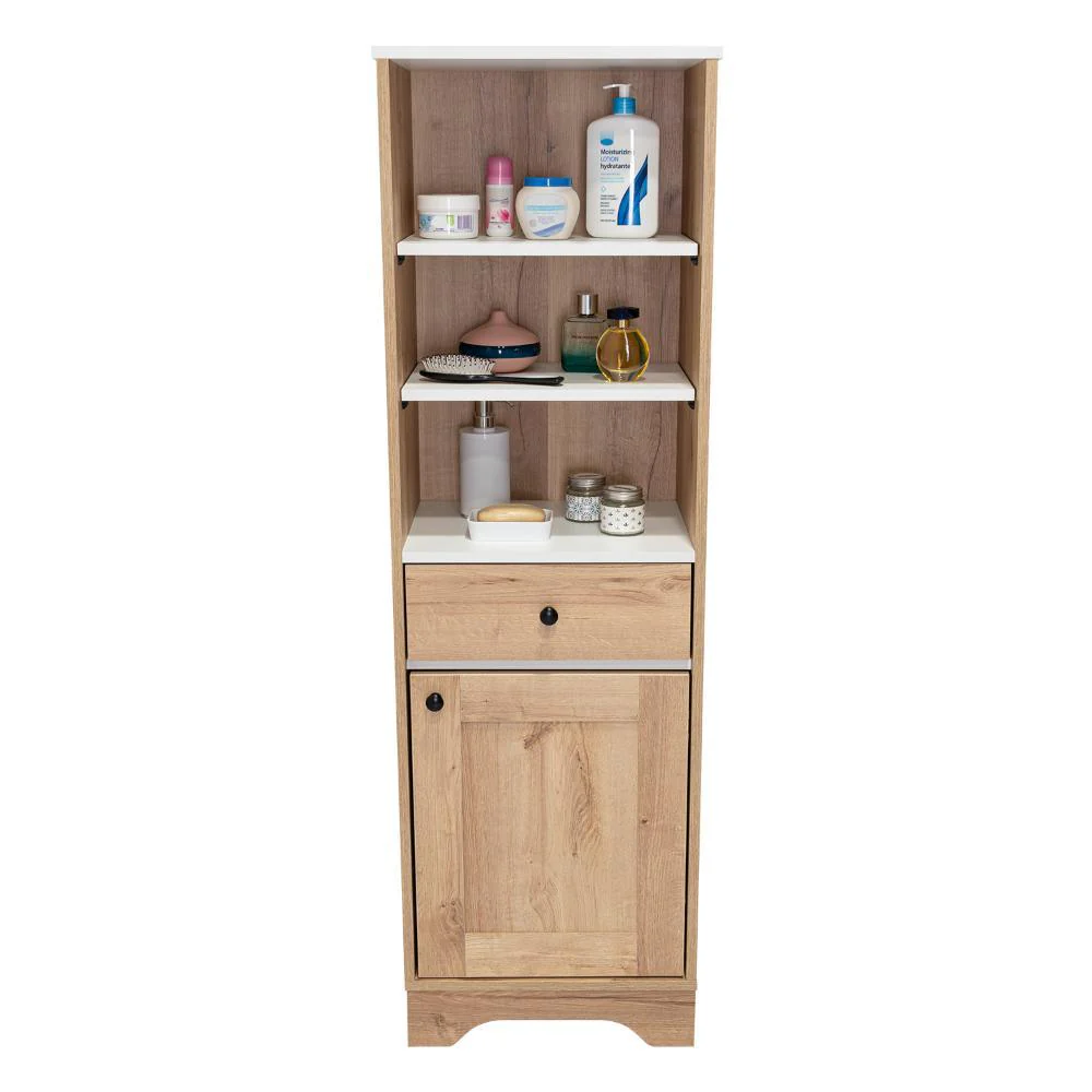 GABINETE DE BAÑO AQUA 2, CAFÉ CLARO Y BLANCO, CON VARIEDAD DE ENTREPAÑOS - Image 3