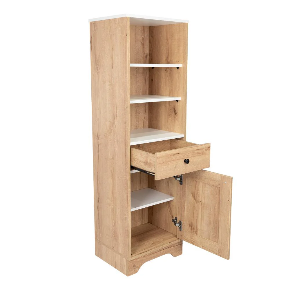GABINETE DE BAÑO AQUA 2, CAFÉ CLARO Y BLANCO, CON VARIEDAD DE ENTREPAÑOS - Image 8