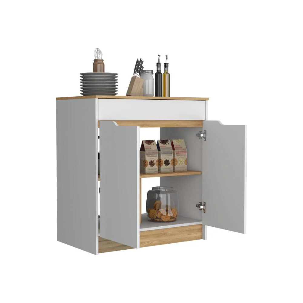 GABINETE INFERIOR SOLER, BLANCO Y MACADAMIA, INCLUYE MESON EN MADERA - Image 2