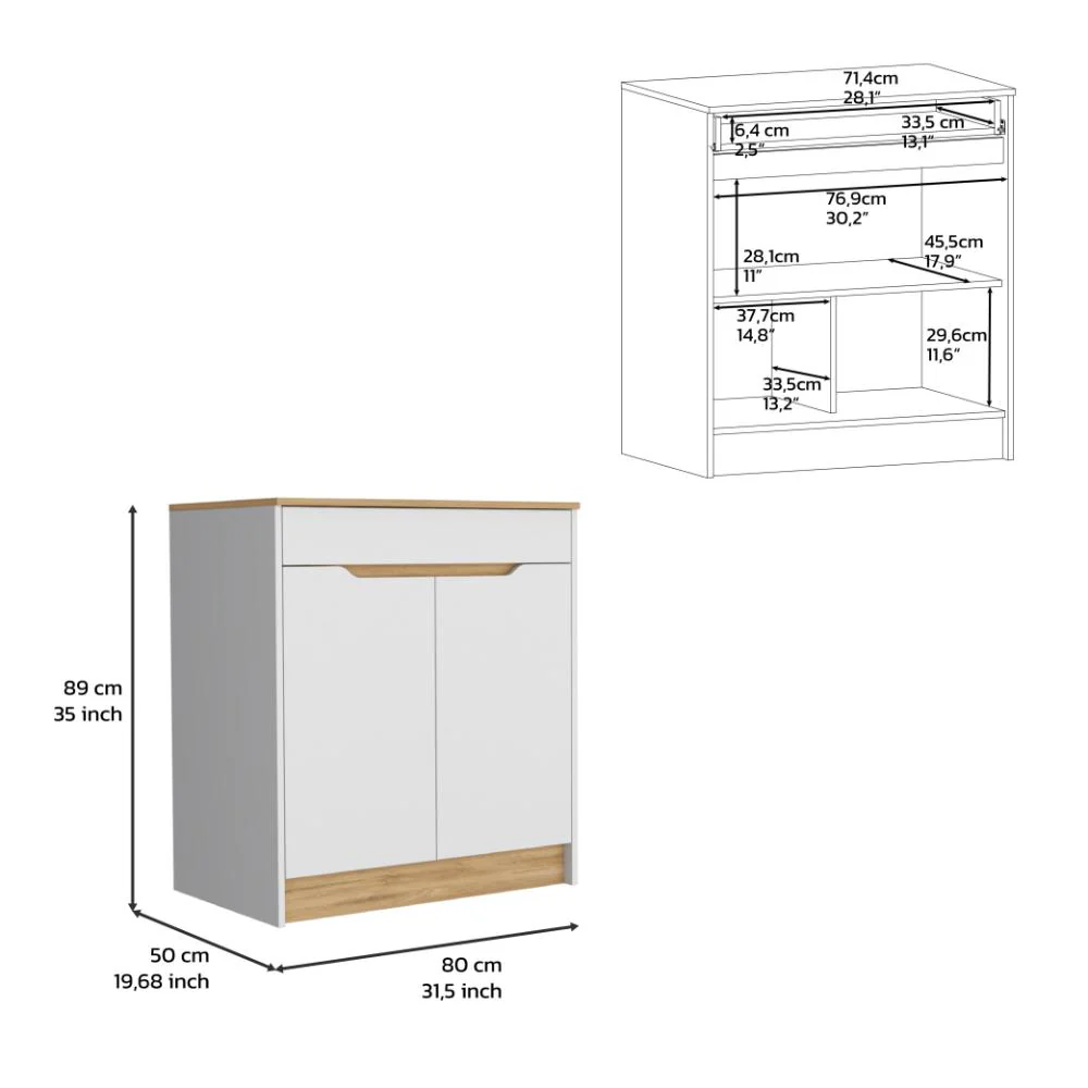 GABINETE INFERIOR SOLER, BLANCO Y MACADAMIA, INCLUYE MESON EN MADERA - Image 7