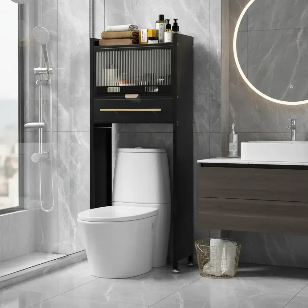 MUEBLE ORGANIZADOR BAÑO ESTANTE METÁLICO MODERNO PREMIUM NEGRO