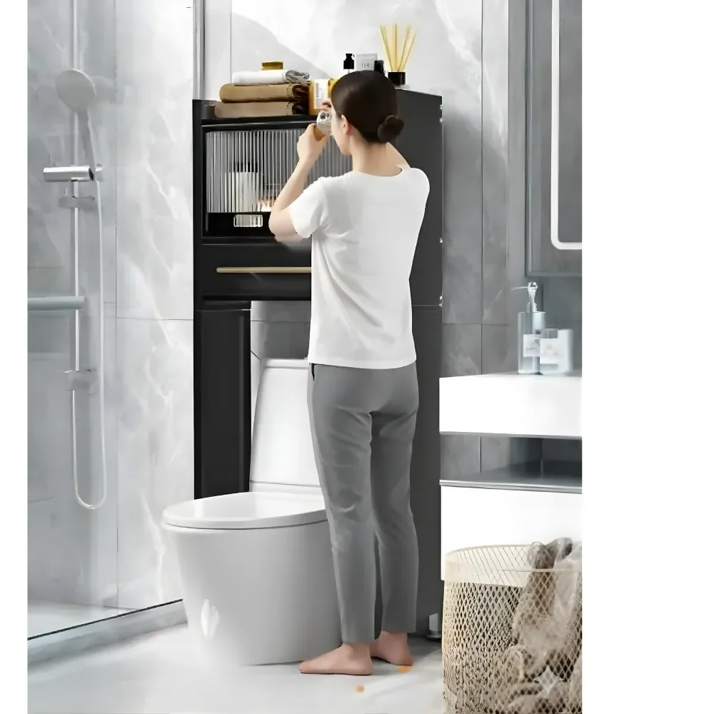 MUEBLE ORGANIZADOR BAÑO ESTANTE METÁLICO MODERNO PREMIUM NEGRO - Image 2