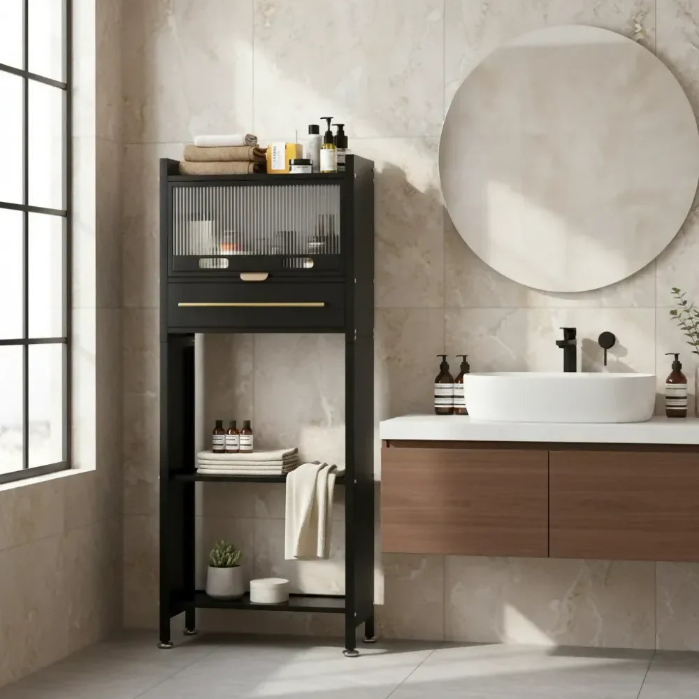 MUEBLE ORGANIZADOR BAÑO ESTANTE METÁLICO MODERNO PREMIUM NEGRO - Image 3
