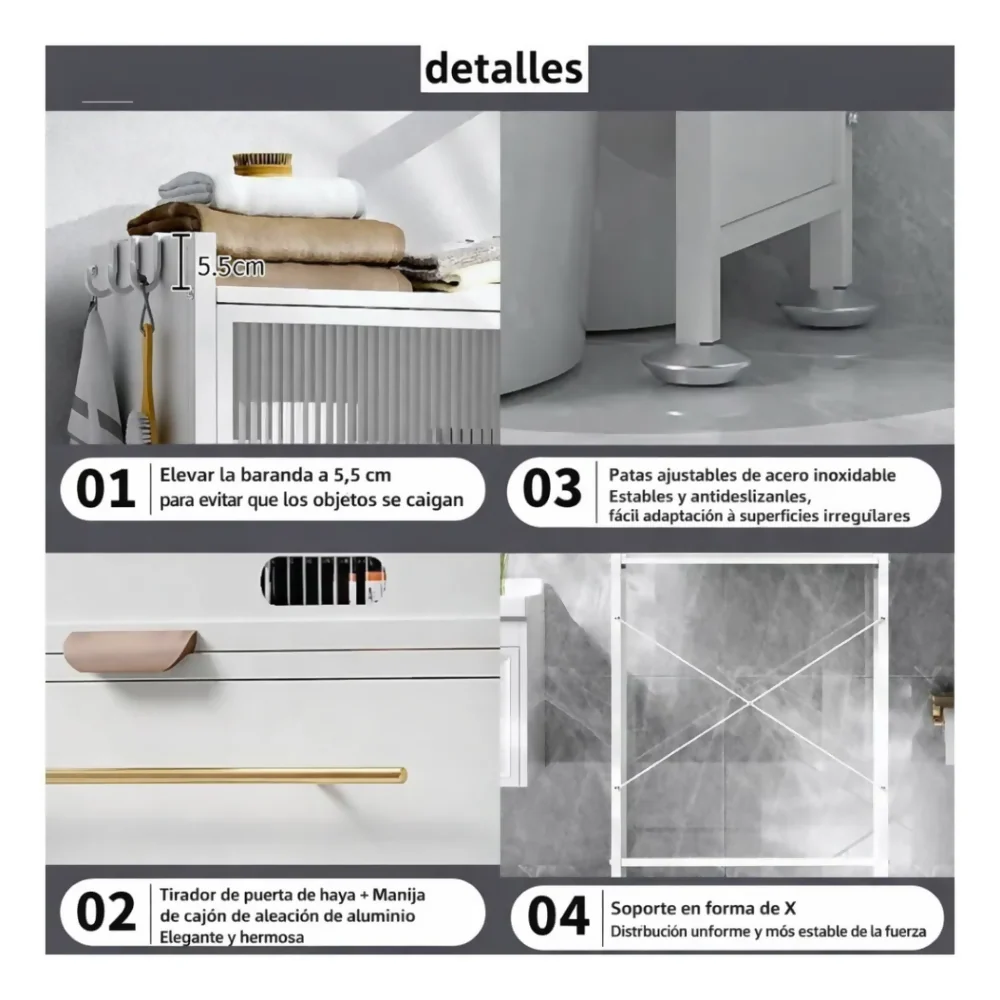 MUEBLE ORGANIZADOR BAÑO ESTANTE METÁLICO MODERNO PREMIUM NEGRO - Image 5