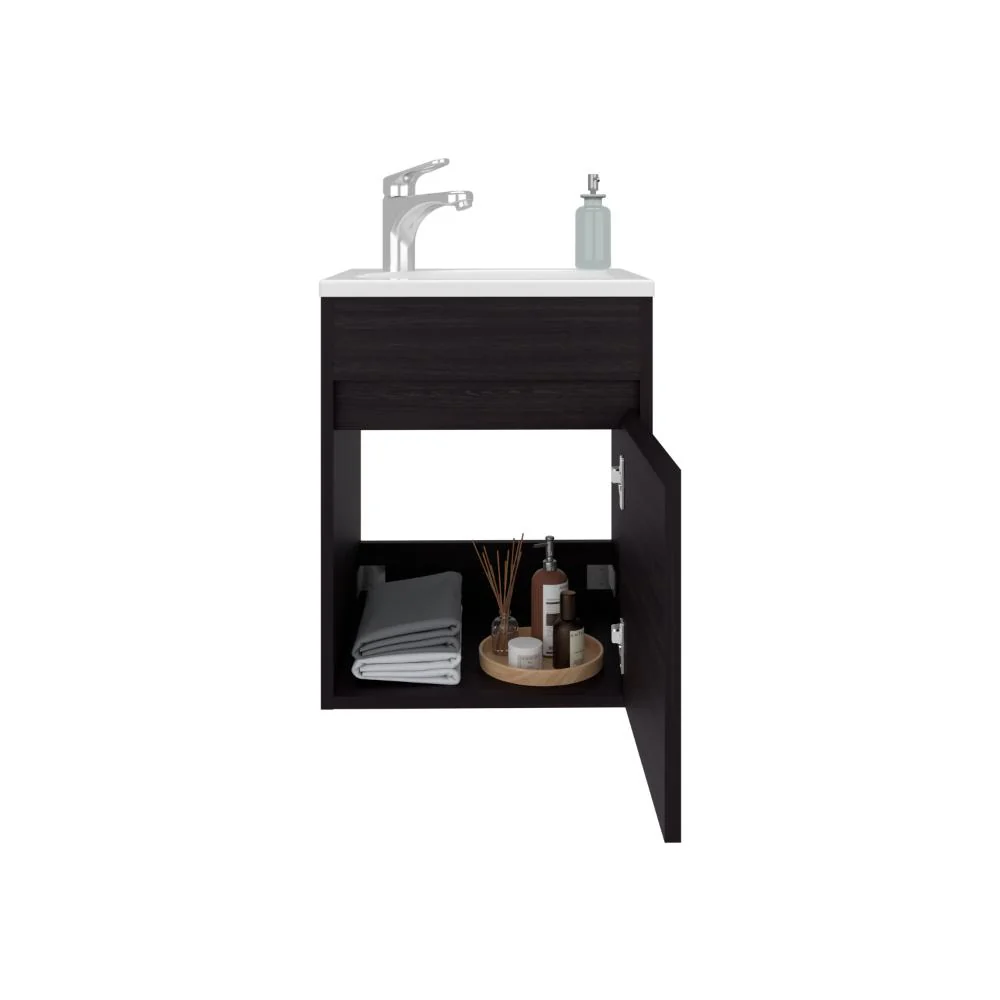 MUEBLE PARA LAVAMANOS FURMAN, WENGUE, INCLUYE LAVAMANOS PLASTIGLAS FLORESTA 40 ZF - Image 2
