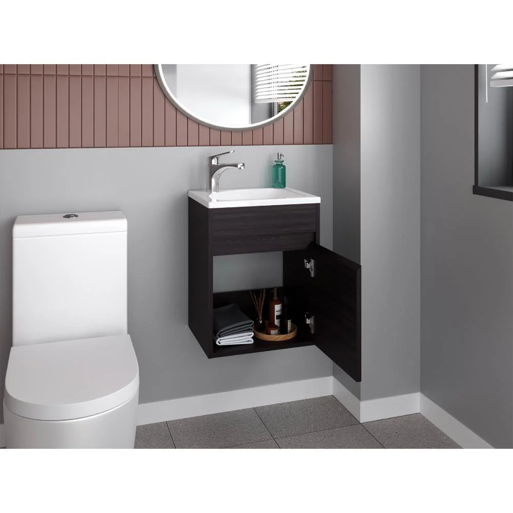 MUEBLE PARA LAVAMANOS FURMAN, WENGUE, INCLUYE LAVAMANOS PLASTIGLAS FLORESTA 40 ZF - Image 4