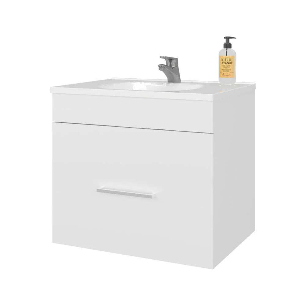 MUEBLE PARA LAVAMANOS HATTA, BLANCO DUQUEZA, INCLUYE LAVAMANOS PRAIA 60 ZF