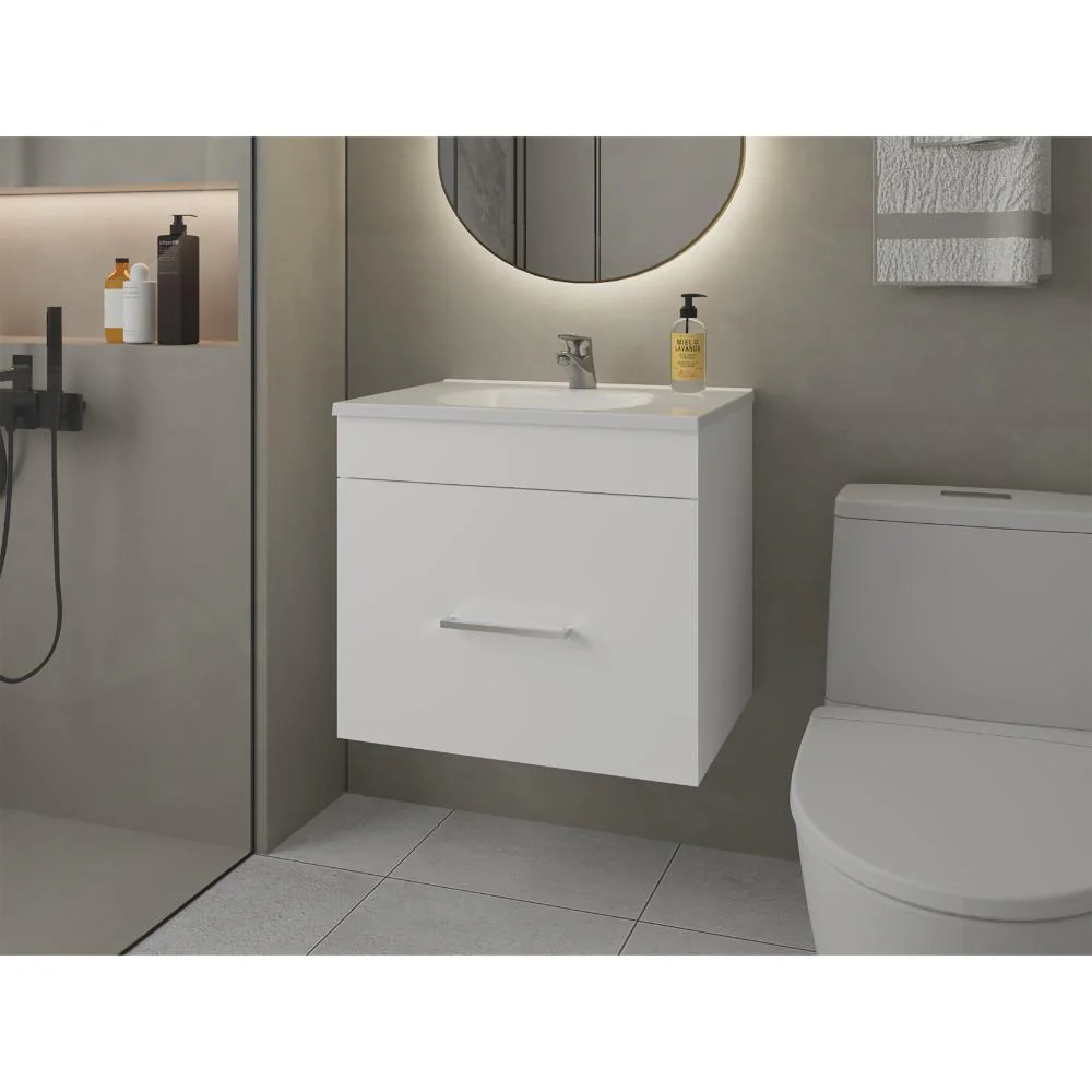 MUEBLE PARA LAVAMANOS HATTA, BLANCO DUQUEZA, INCLUYE LAVAMANOS PRAIA 60 ZF - Image 3