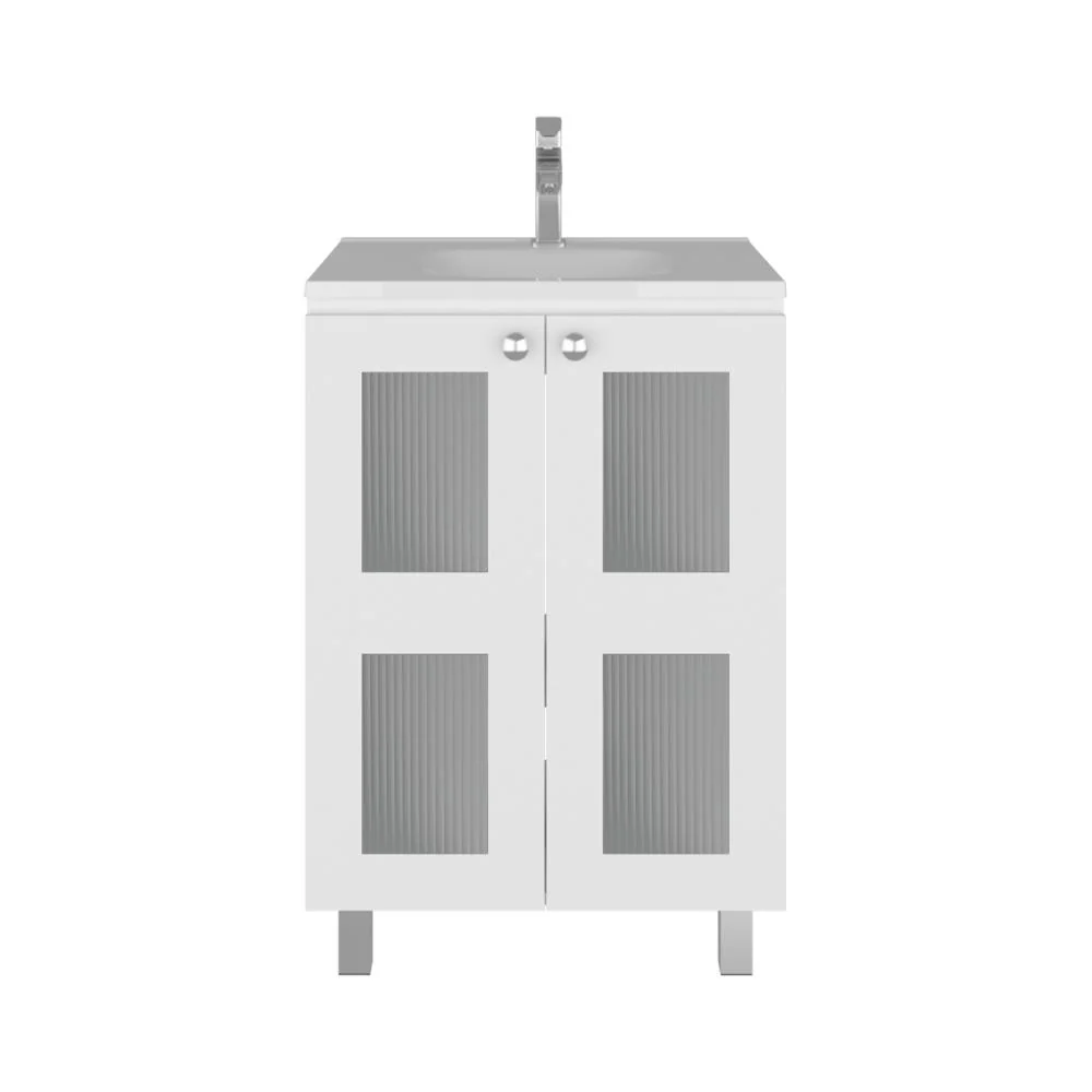 Mueble para Lavamanos Haysi, Blanco, Dos puertas abatibles y entrepaño, incluye lavamanos ZF - Image 2