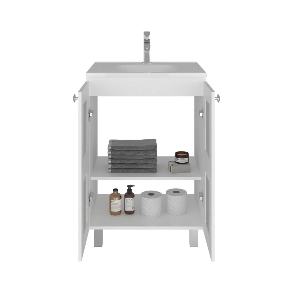 Mueble para Lavamanos Haysi, Blanco, Dos puertas abatibles y entrepaño, incluye lavamanos ZF - Image 3