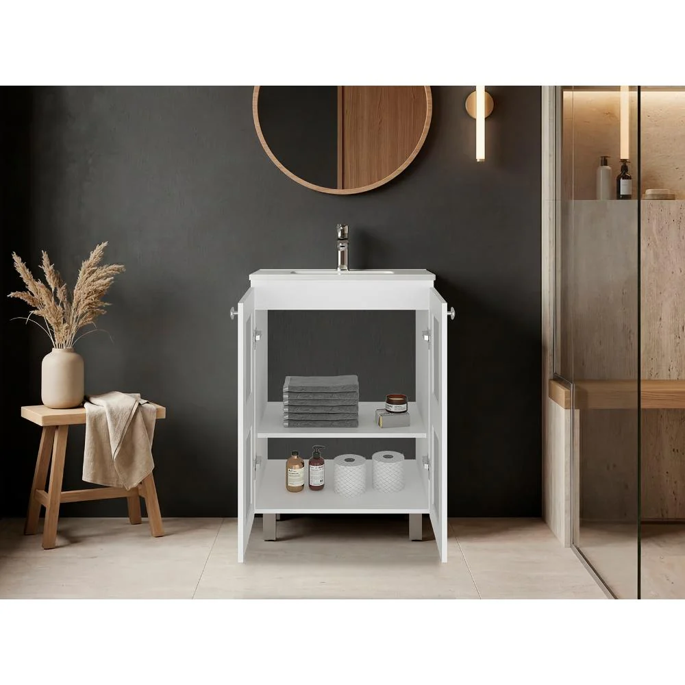 Mueble para Lavamanos Haysi, Blanco, Dos puertas abatibles y entrepaño, incluye lavamanos ZF - Image 5