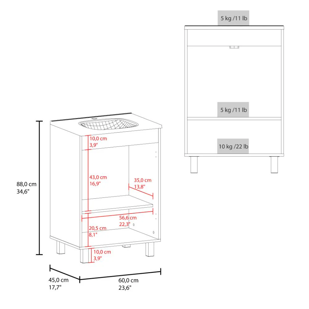 Mueble para Lavamanos Haysi, Blanco, Dos puertas abatibles y entrepaño, incluye lavamanos ZF - Image 8