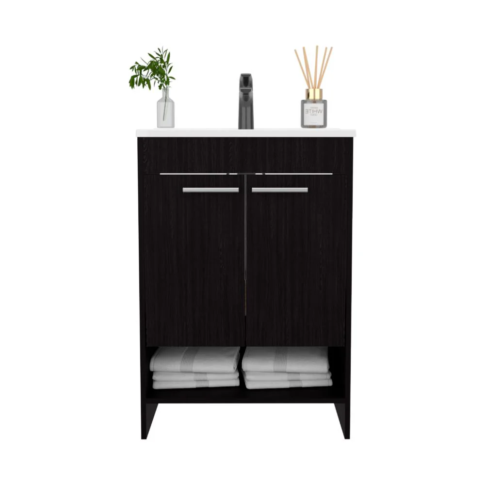 MUEBLE PARA LAVAMANOS LORENZO, WENGUE, INCLUYE LAVAMANOS PRAIA 60 ZF