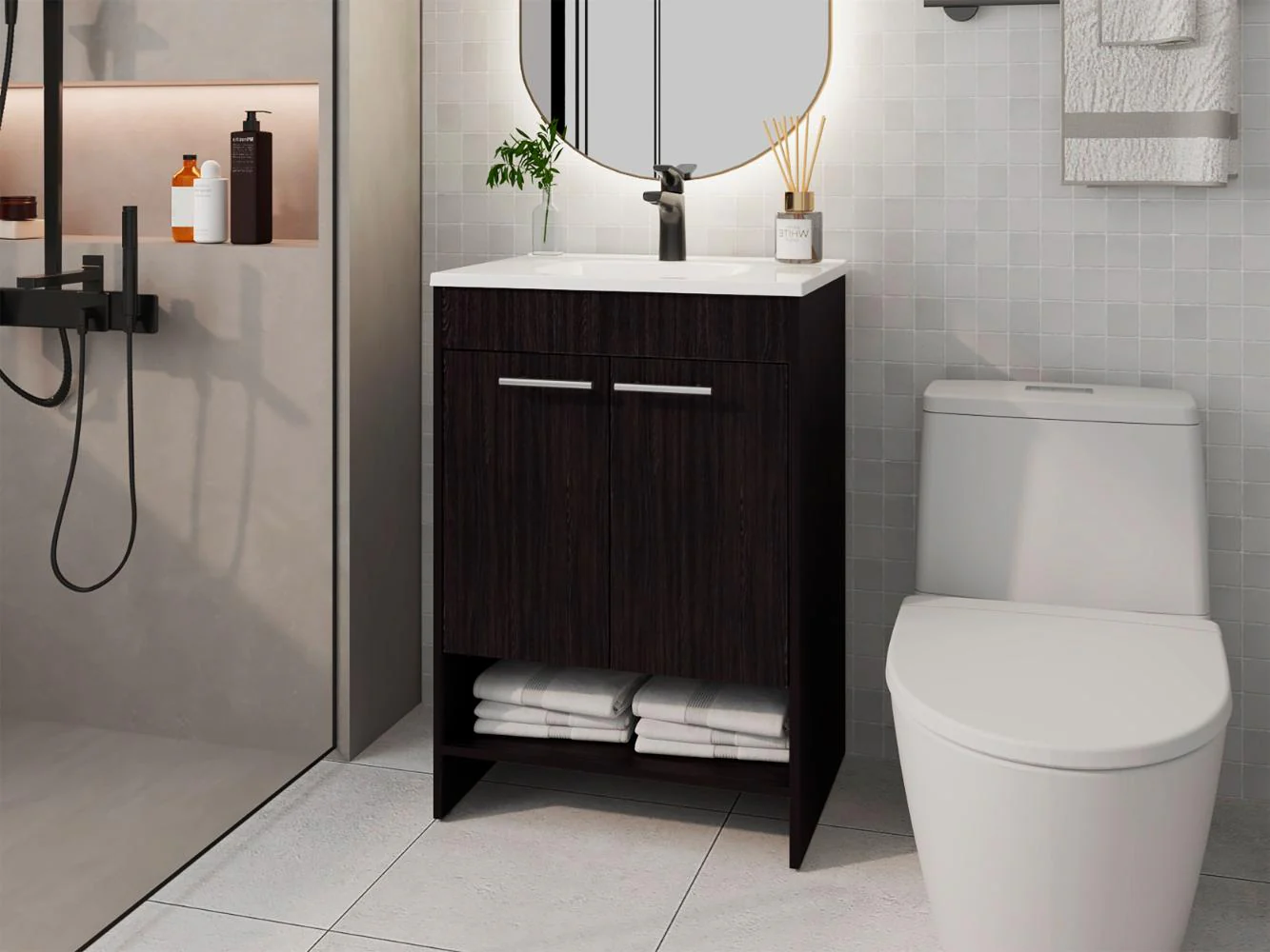 MUEBLE PARA LAVAMANOS LORENZO, WENGUE, INCLUYE LAVAMANOS PRAIA 60 ZF - Image 3