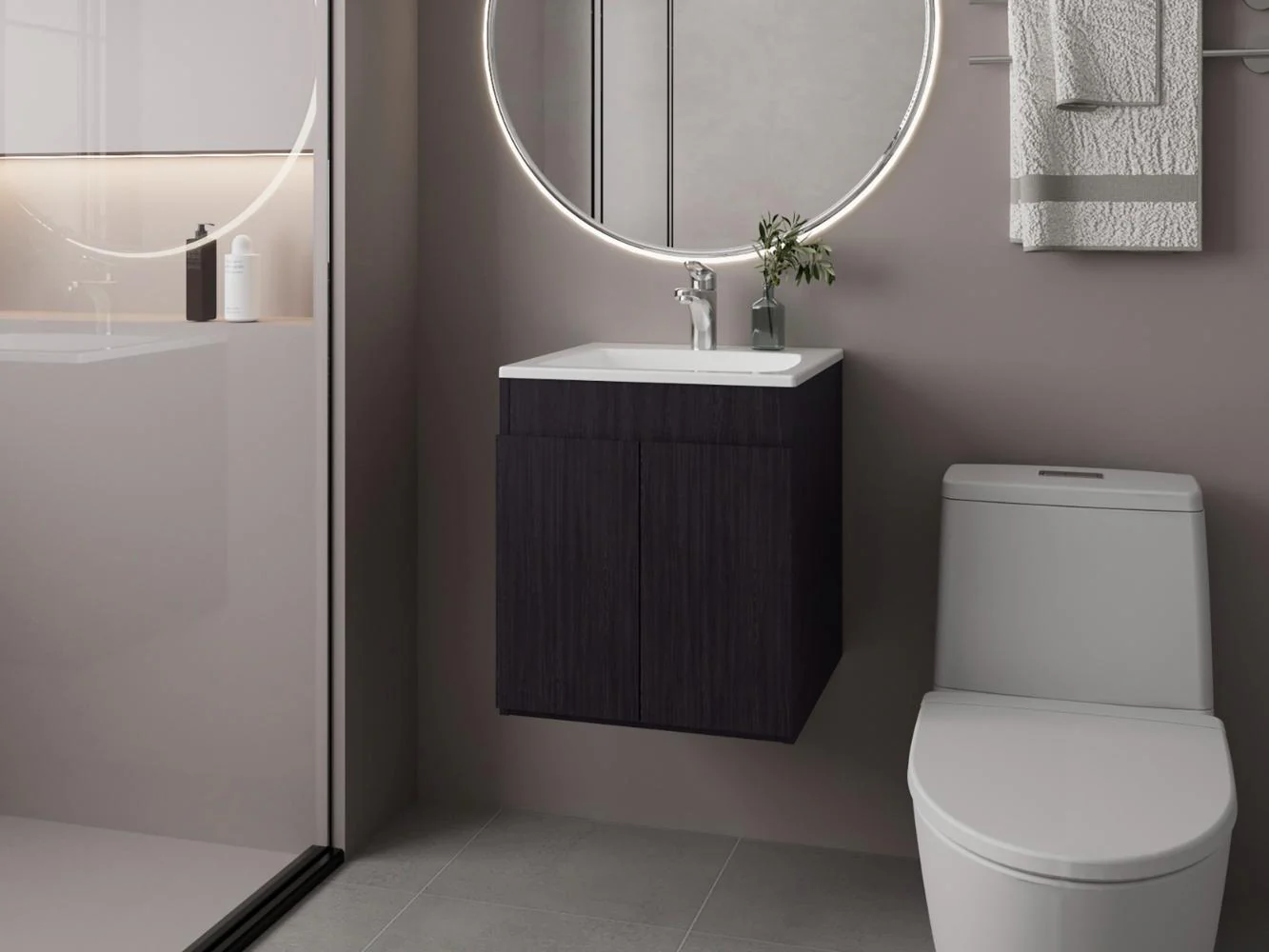 MUEBLE PARA LAVAMANOS MEKA, WENGUE, INCLUYE LAVAMANOS PRAIA 45 ZF - Image 4