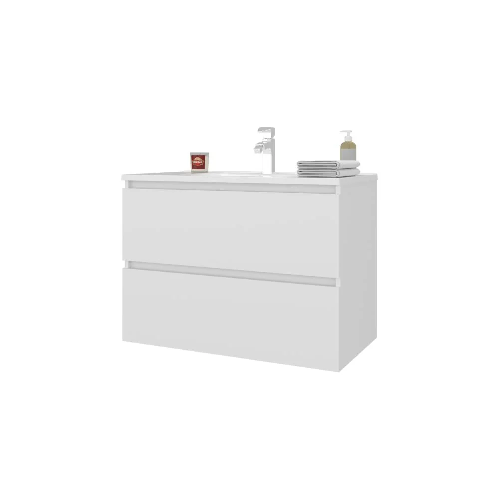 MUEBLE PARA LAVAMANOS OPALO, BLANCO DUQUEZA, INCLUYE LAVAMANOS PRAIA 80 ZF