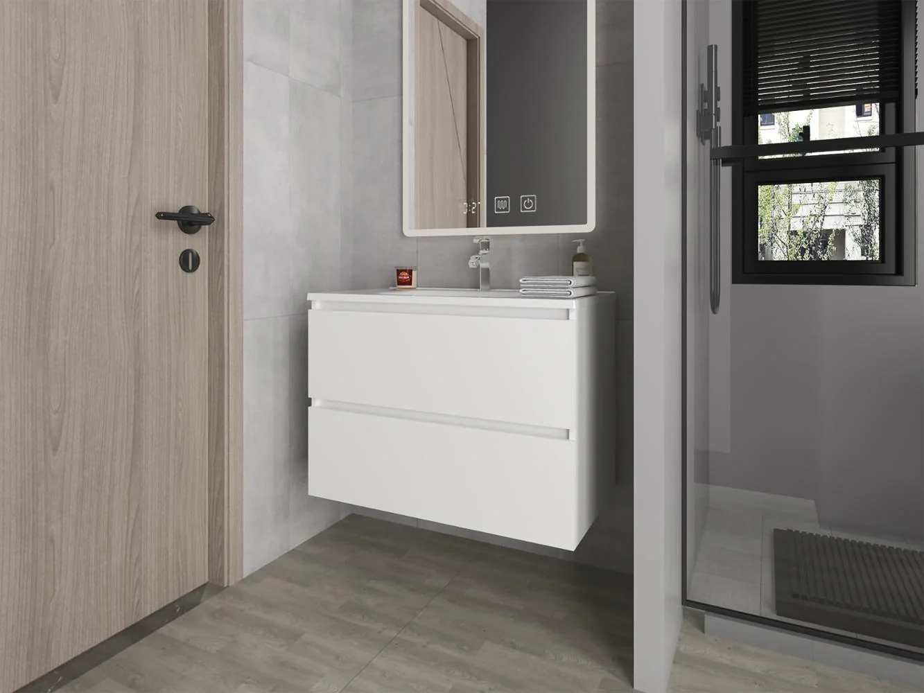 MUEBLE PARA LAVAMANOS OPALO, BLANCO DUQUEZA, INCLUYE LAVAMANOS PRAIA 80 ZF - Image 3
