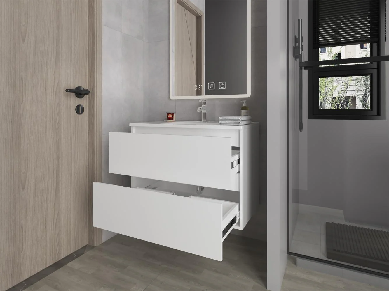 MUEBLE PARA LAVAMANOS OPALO, BLANCO DUQUEZA, INCLUYE LAVAMANOS PRAIA 80 ZF - Image 4