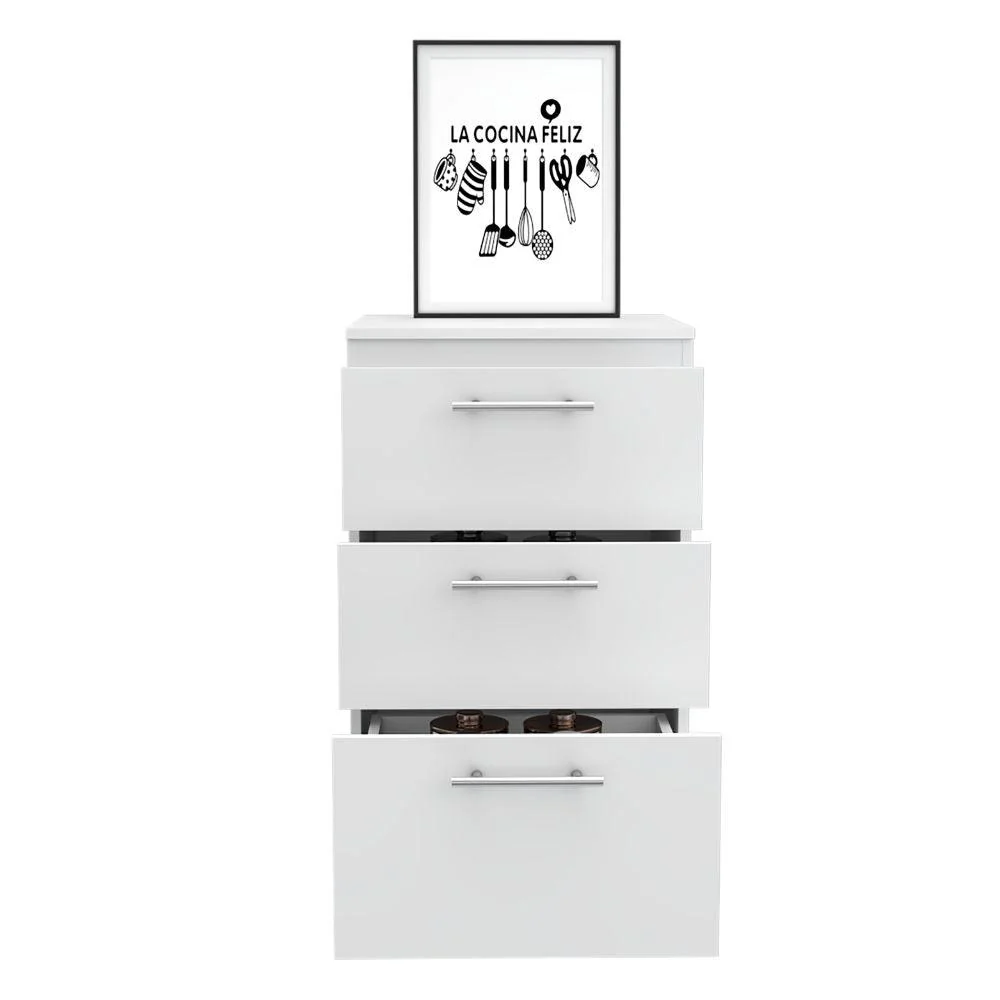 GABINETE INFERIOR BLONDY, BLANCO, CON TRES CAJONES Y AMPLIO ESPACIO DE ALMACENAMIENTO INTERNO - Image 2