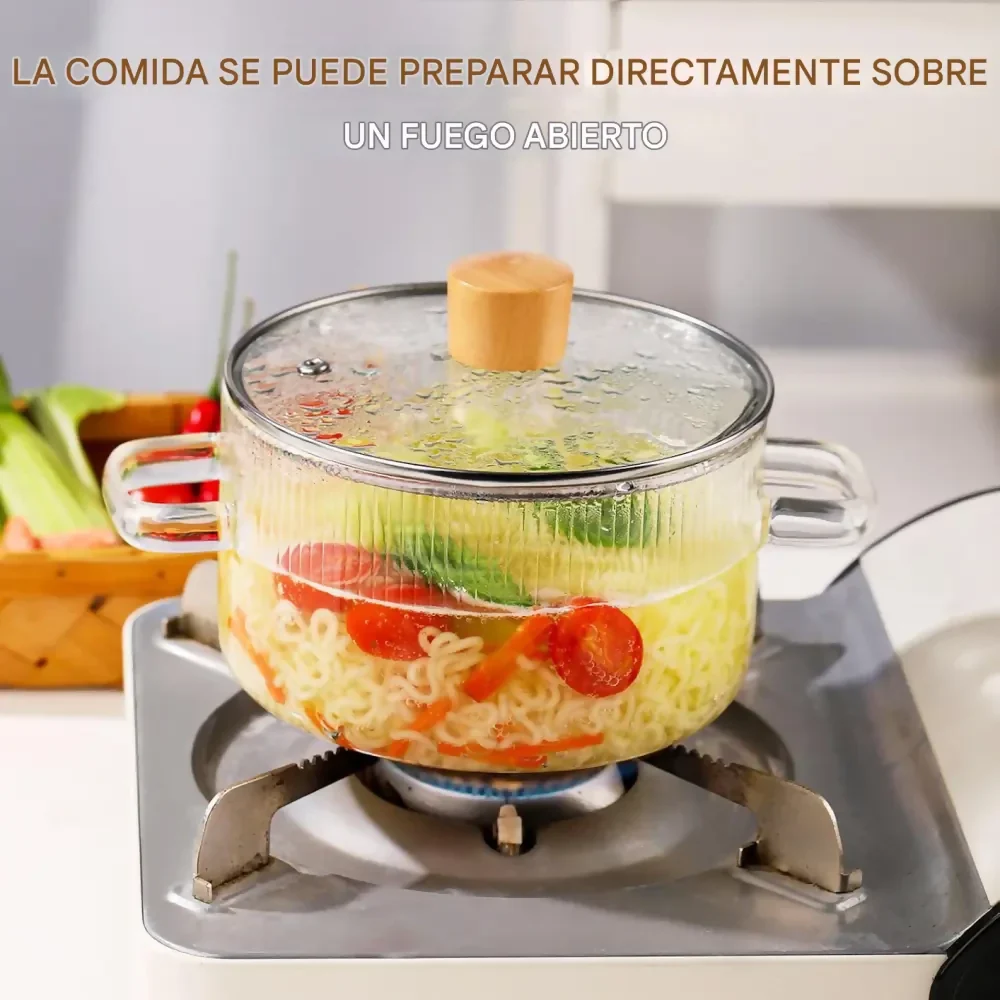 OLLA VIDRIO 1600 ML TEMPLADO TRANSPARENTE RESISTENTE COCINA - Image 2
