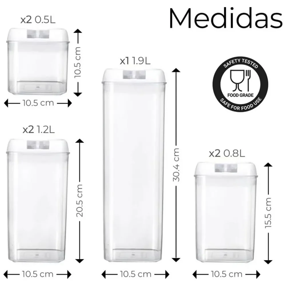 ORGANIZADOR FRASCOS HERMÉTICOS PARA COCINA X7 RECIPIENTES - Image 3