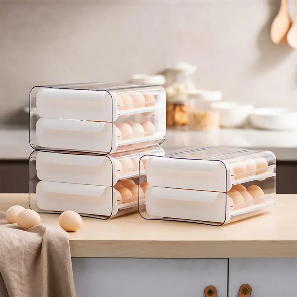 ORGANIZADOR HUEVOS HUEVERA DISPENSADOR DE HUEVOS 32 UNIDAD BLANCO - Image 3