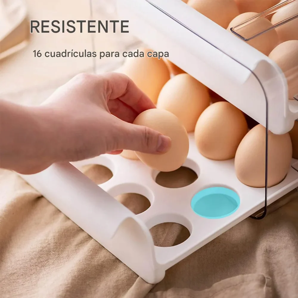 ORGANIZADOR HUEVOS HUEVERA DISPENSADOR DE HUEVOS 32 UNIDAD BLANCO - Image 5