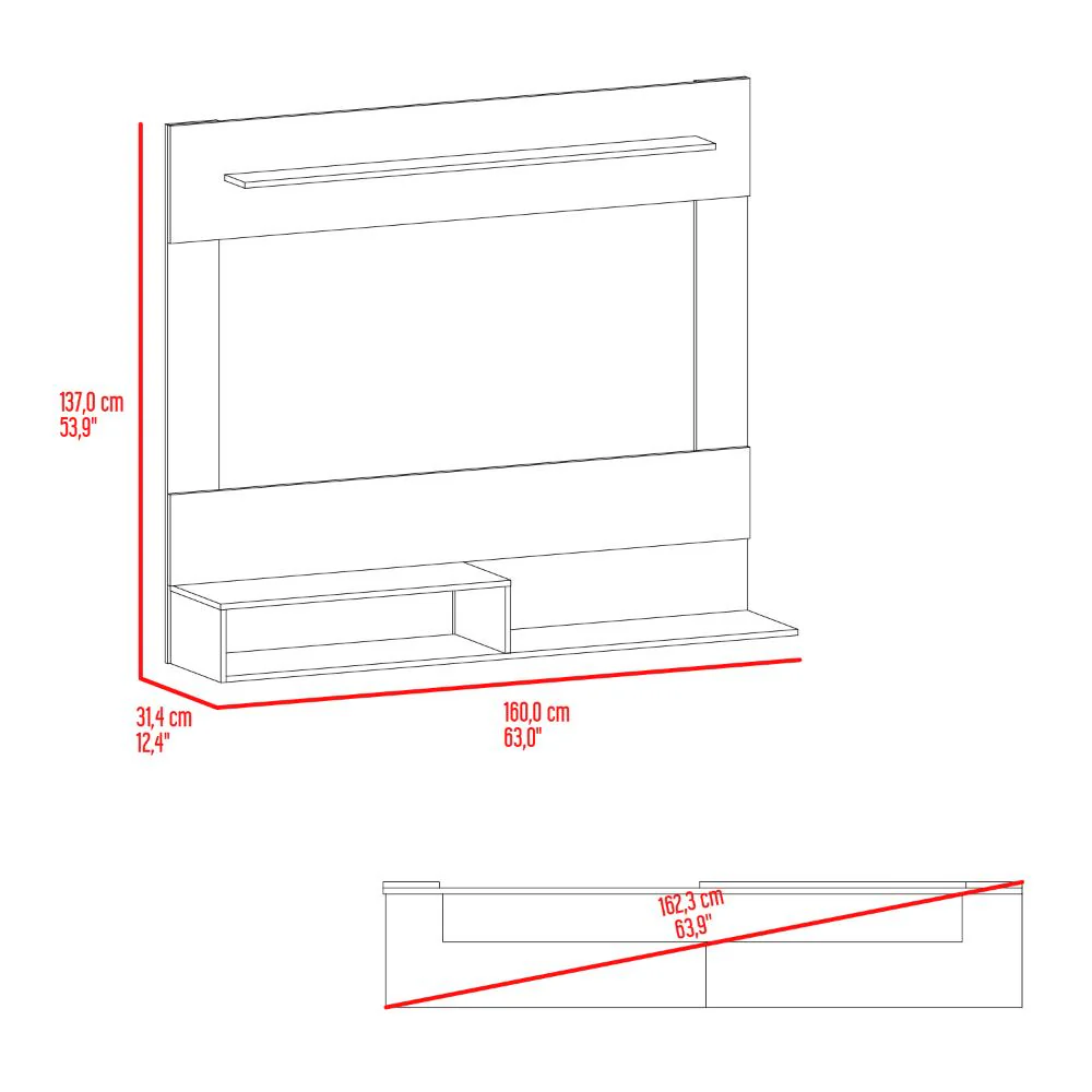 PANEL DE TV ASCHER, FRESNO EUROPEO Y WENGUE, CON ESPACIO PARA TELEVISOR DE HASTA 70 PULGADAS - Image 8