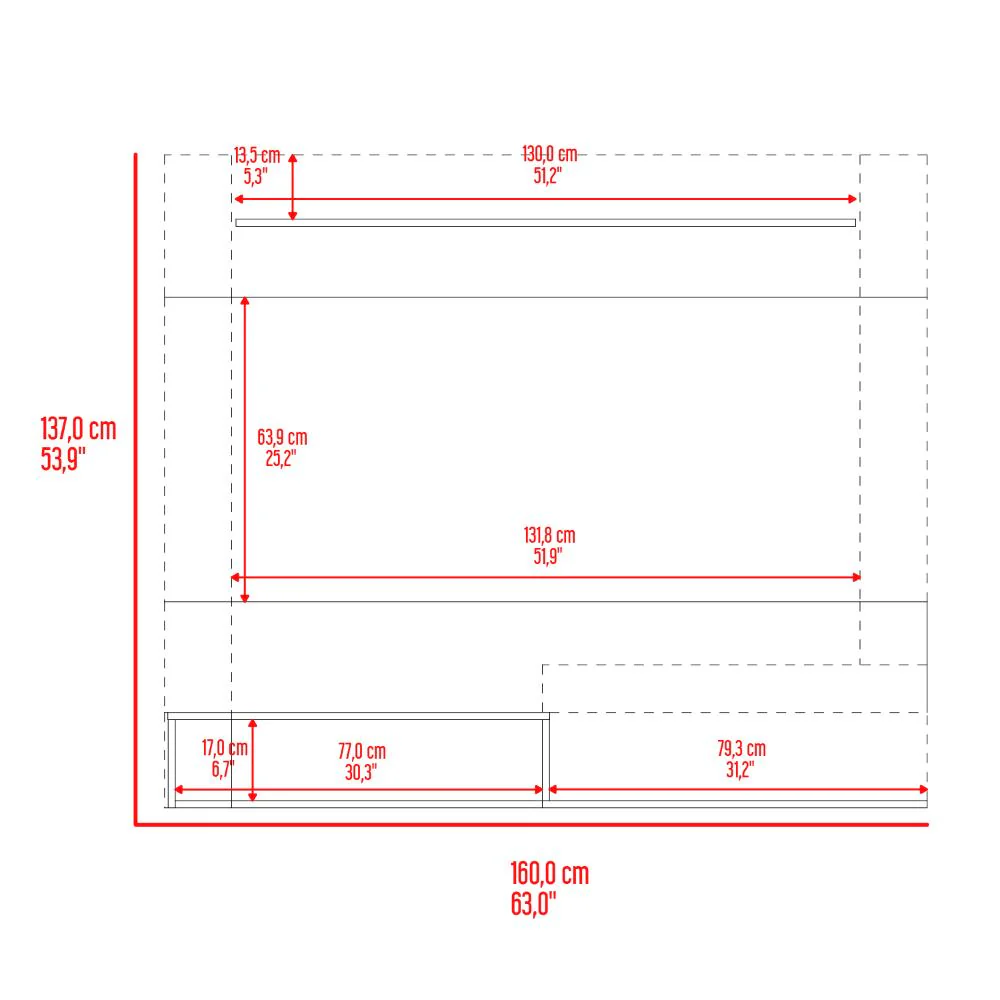PANEL DE TV ASCHER, FRESNO EUROPEO Y WENGUE, CON ESPACIO PARA TELEVISOR DE HASTA 70 PULGADAS - Image 9