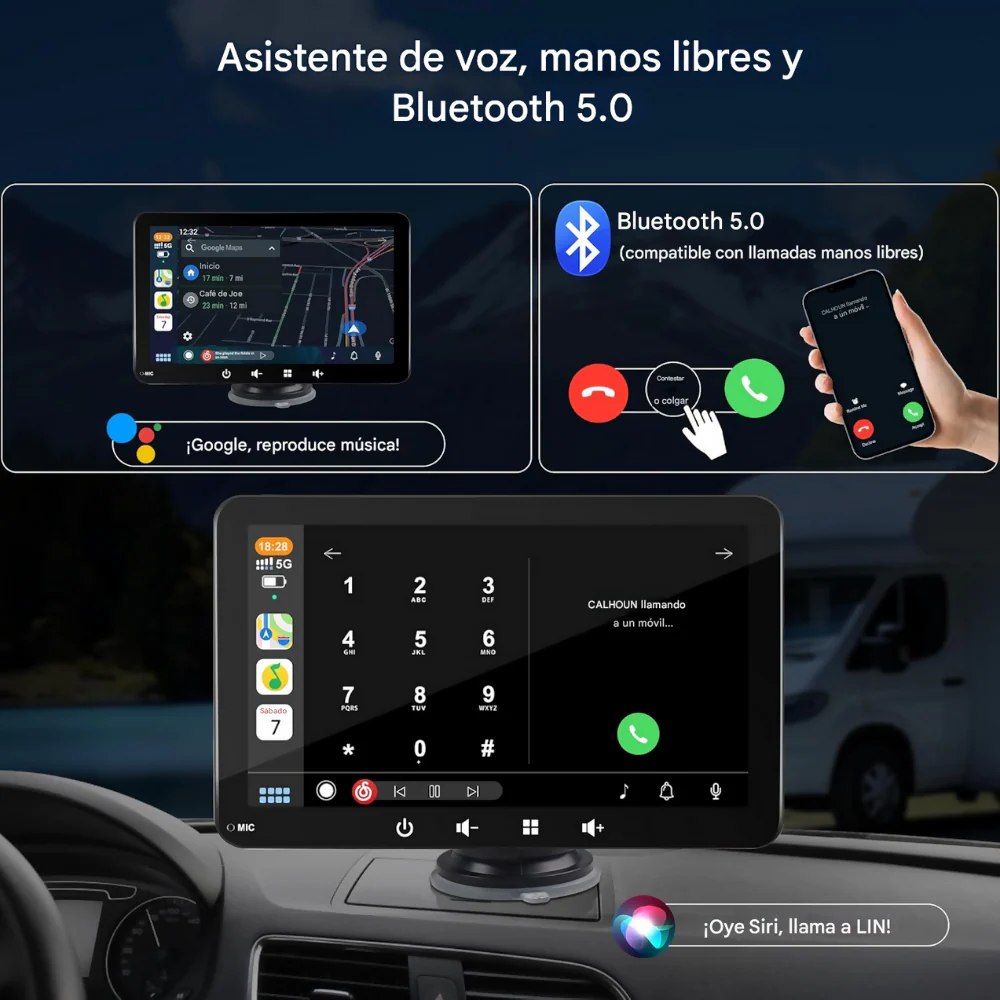 PANTALLA TÁCTIL CARRO APPLE CAR PLAY ANDROID AUTO WIFI BT - Image 3