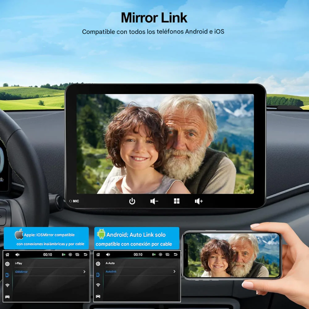 PANTALLA TÁCTIL CARRO APPLE CARPLAY ANDROID AUTO WIFI BT - Image 2