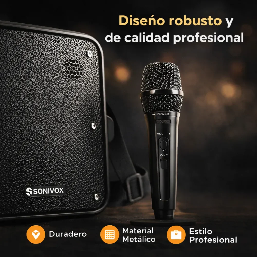 PARLANTE PORTÁTIL BLUETOOTH PERIFONEO KARAOKE MICRÓFONO 30W NEGRO - Image 3
