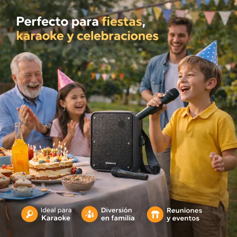 PARLANTE PORTÁTIL BLUETOOTH PERIFONEO KARAOKE MICRÓFONO 30W NEGRO - Image 5