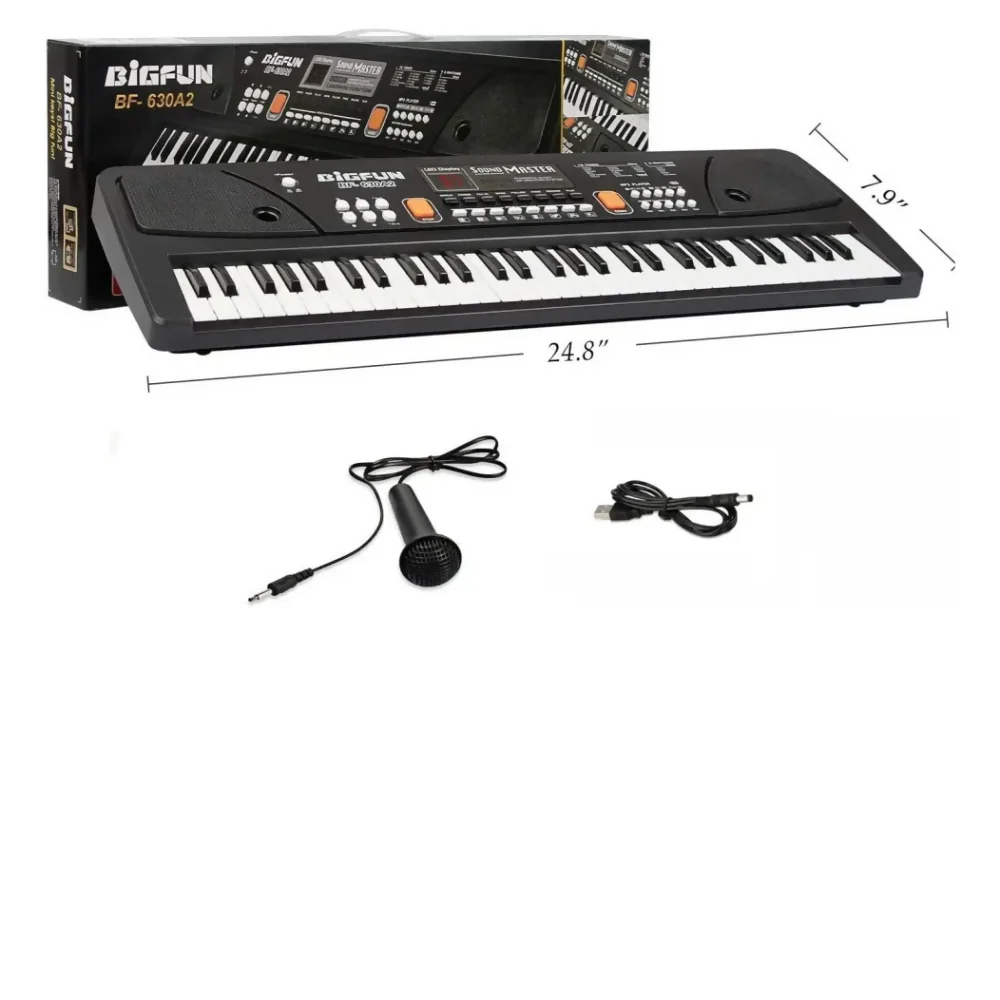 PIANO ORGANETA MUSICAL PARA NIÑOS 61 TECLAS BIGFUN MICRÓFONO COLOR NEGRO - Image 7