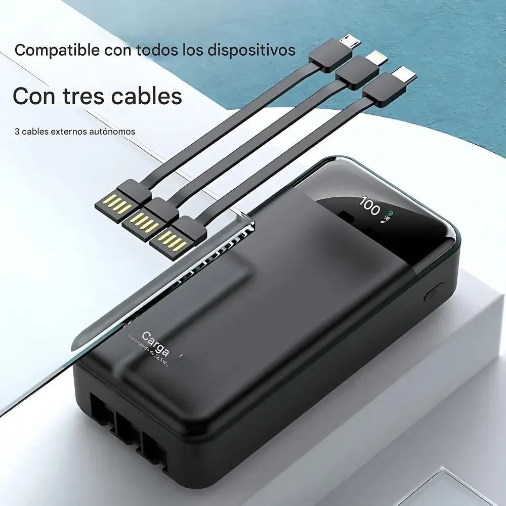 POWER BANK 20000MAH MULTIPUERTOS LIGHTING V8 TIPO C LINTERNA - Image 6