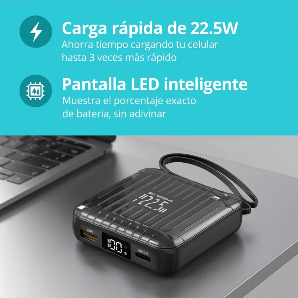 POWER BANK CARGADOR CELULAR PORTÁTIL 10000MAH CARGA RÁPIDA - Image 3
