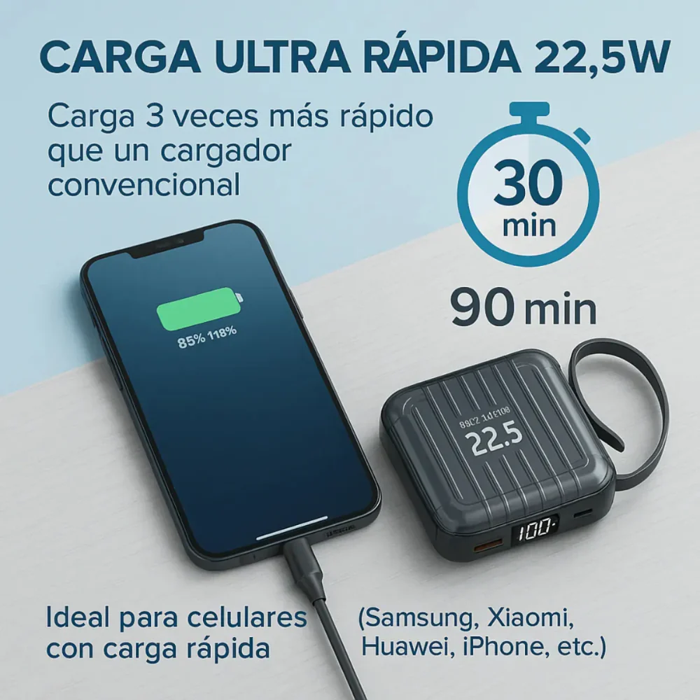 POWER BANK CARGADOR CELULAR PORTÁTIL 10000MAH CARGA RÁPIDA - Image 5