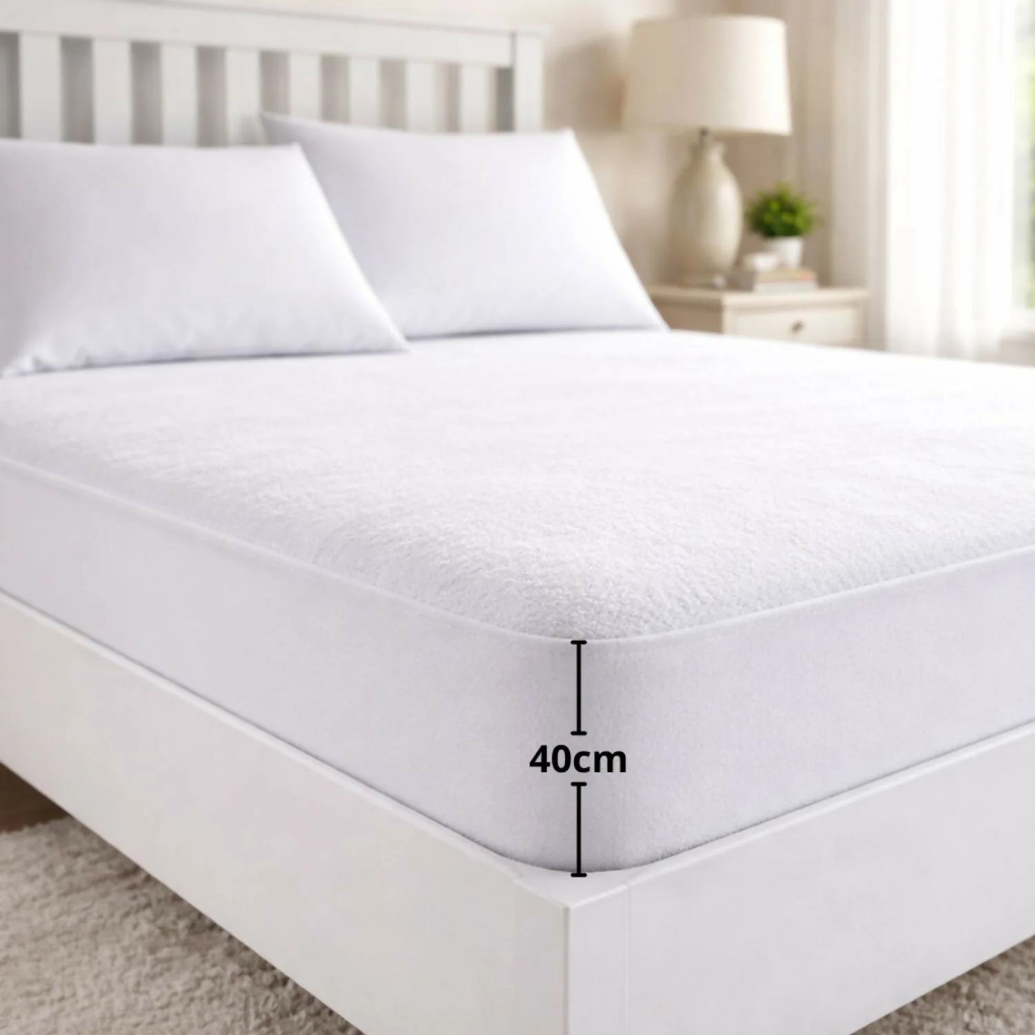 Protector colchón doble 100% impermeable antifluido terry 140x190cm - Image 3