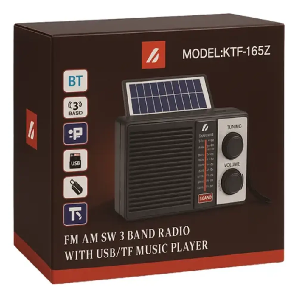 RADIO AM FM PORTÁTIL SOLAR RECARGABLE 3 BANDAS USB SD - Image 3