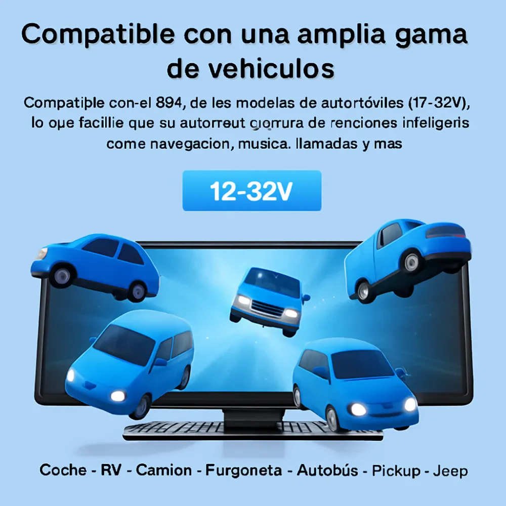 RADIO PANTALLA CARRO CAR PLAY 10 PULGADAS CÁMARA TRASERA HD NEGRO - Image 3