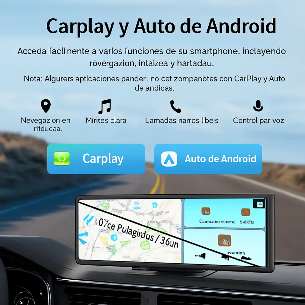 RADIO PANTALLA CARRO CAR PLAY 10 PULGADAS CÁMARA TRASERA HD NEGRO - Image 7